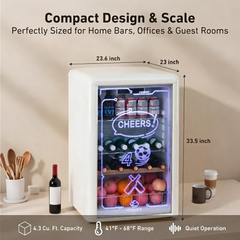 KOOLOTS Retro 4.4 Cu.ft Beverage Cooler with Soccer Neon Ambient LED Lighting | KJCS-125C