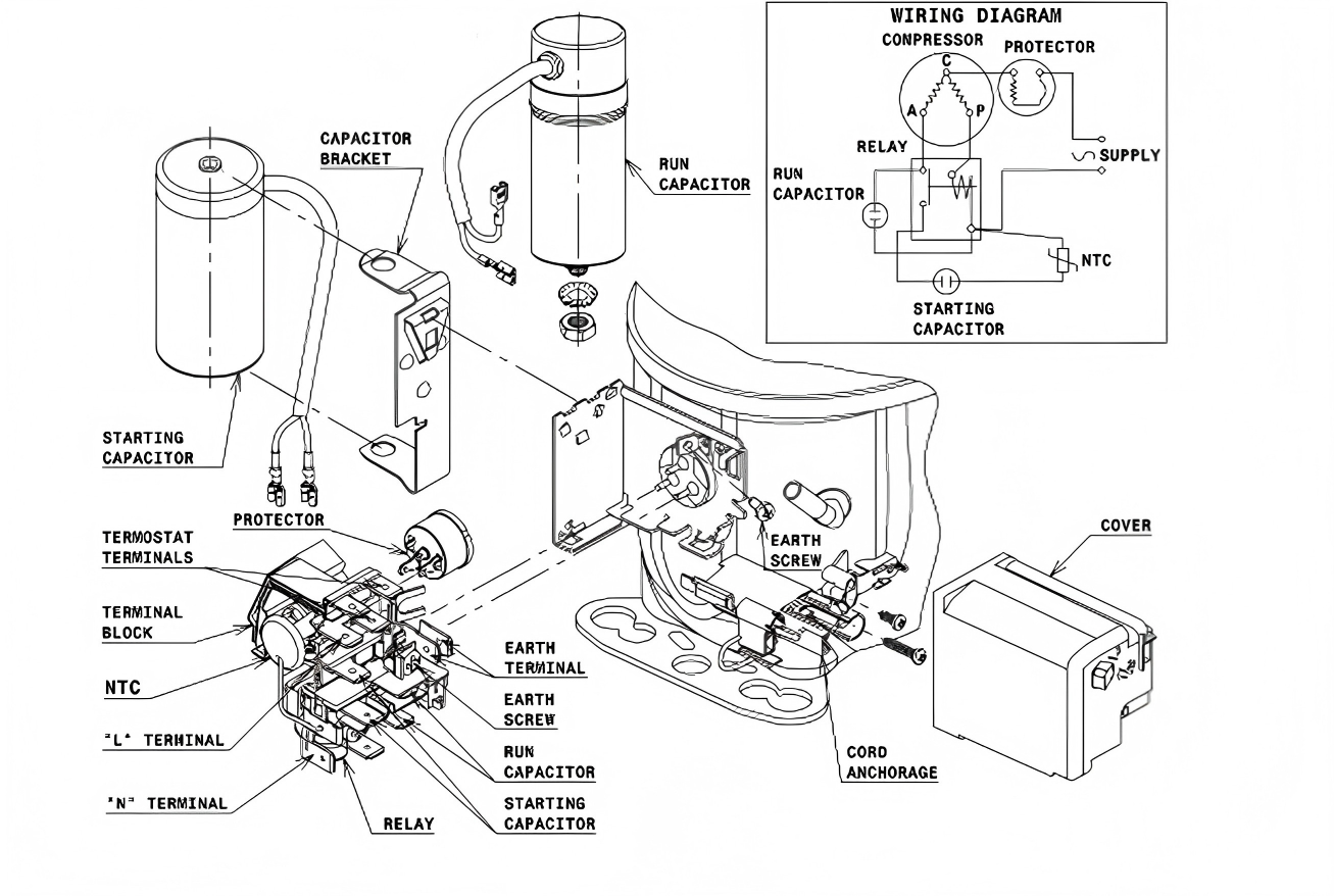 ICECASA Commercial Replacement Compressor for Double Door Freezer Refrigerator | NPY14LR