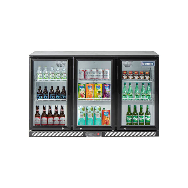 ICECASA Commercial 52.6" 3 Glass Door Back Bar Beer Cooler Beverage Refrigerator 11.7 Cu.ft | ICE-320H