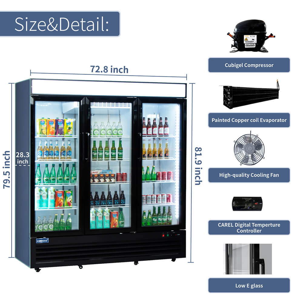 ICECASA Commercial 72 3 Glass Door Merchandiser Refrigerator C Store icecasa-commercial-72-3-glass-door-merchandiser-refrigerator-c-store