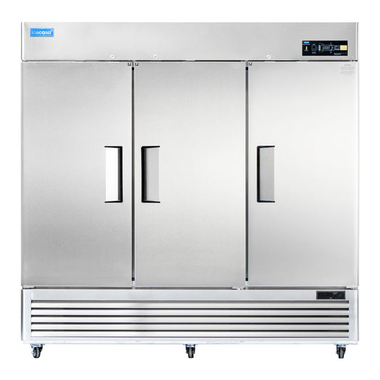 3 Door Commercial Freezer, ICECASA 82 Inch Restaurant Reach-In Commercial Upright Freezer 1600