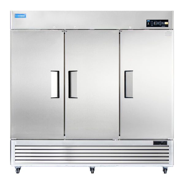 ICECASA Commercial 82" 3-Door Reach-In Freezer 72 Cu.ft – ETL & DOE Certified | ICE-81F