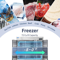 ICECASA 82 Inch Commercial Freezer, Restaurant 3 Door Reach-In Commercial Upright Freezer