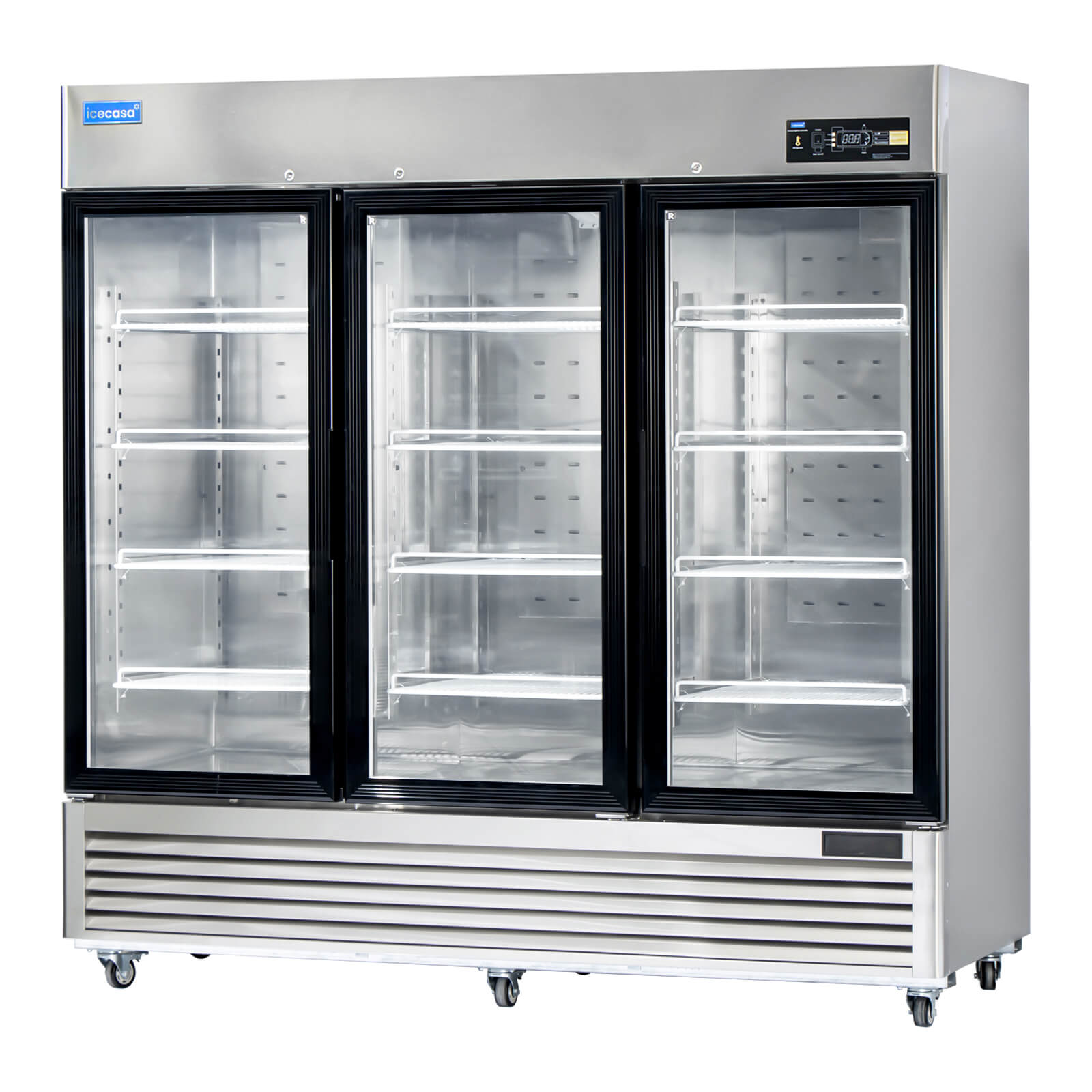 ICECASA 82 Inch 3 Door Commercial Display Refrigerator, 3 Glass Door  Commercial Reach-in Merchandiser Refrigerator