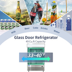 ICECASA 54-Inch Commercial Sliding Glass Door Display Refrigerator - Double Door Reach-in Merchandiser