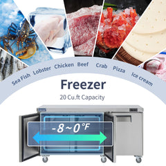 ICECASA 60" Stainless Steel Commercial Undercounter Freezer