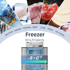 ICECASA 48" Freezer For Commercial, Industrial 1 Door Reach-In Commercial Stand Up Freezer