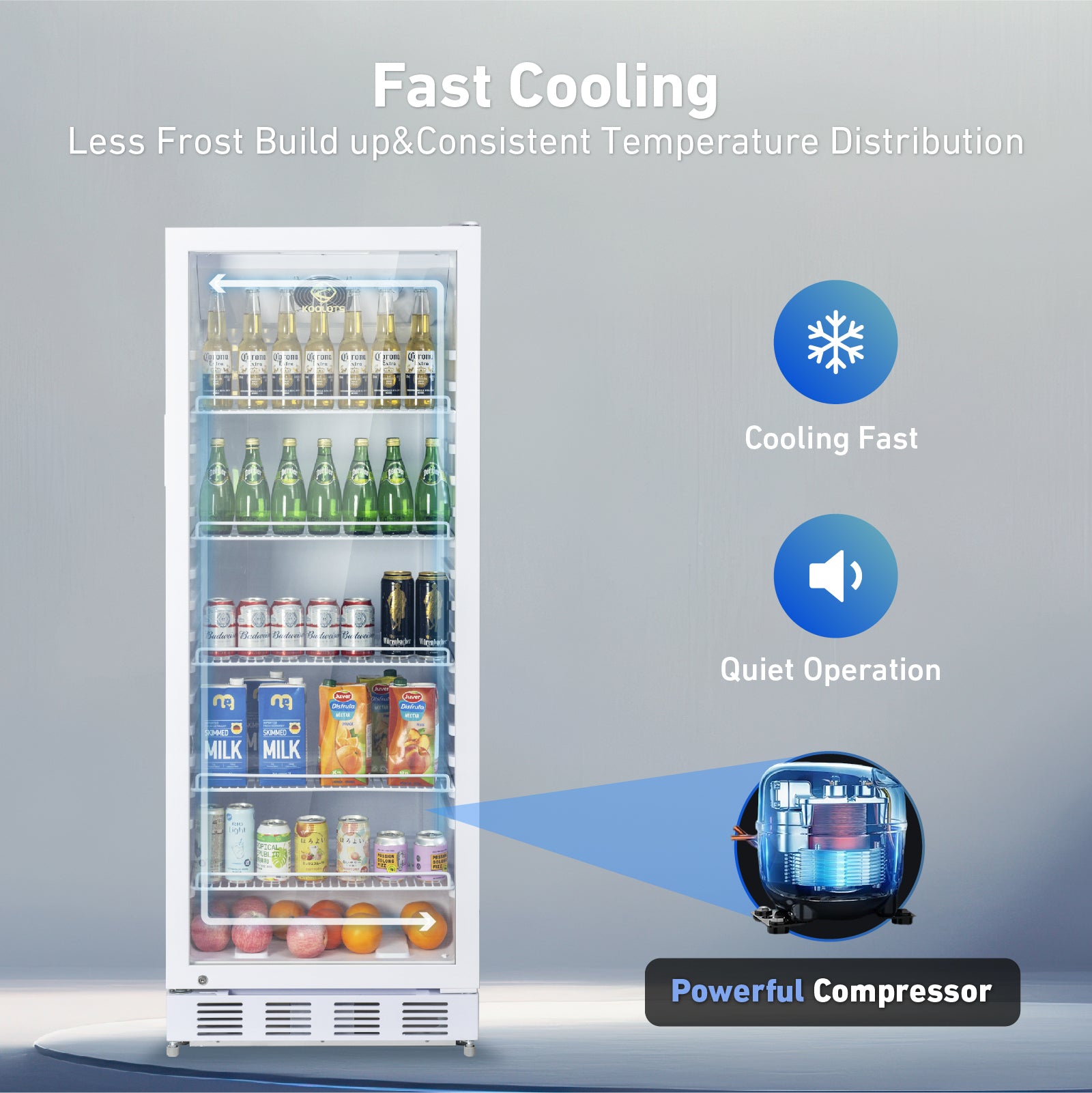 KOOLOTS Commercial 24" Glass Door Reach-In Refrigerator 10.8 Cu.Ft Beverage Display | KSC-280A