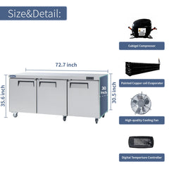 ICECASA 60" Stainless Steel Commercial Undercounter Freezer