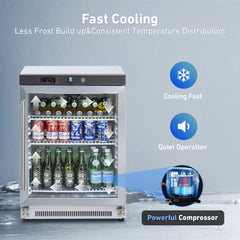 KOOLOTS Commercial 23" Glass Door Countertop Refrigerator 4.8 Cu.Ft Beverage Display | KR200G