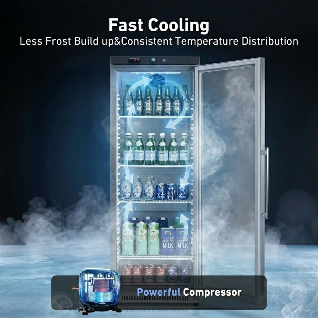 KOOLOTS Commercial 24" Glass Door Reach-In Refrigerator 13.6 Cu.Ft Beverage Display | KR400G